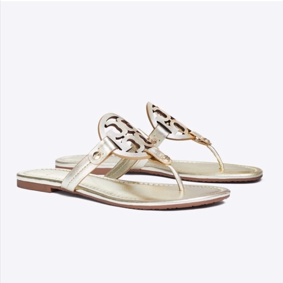 New Tory Burch Gold Miller Sandals - Picture 6 of 8